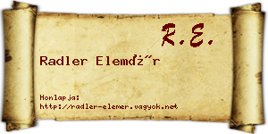 Radler Elemér névjegykártya